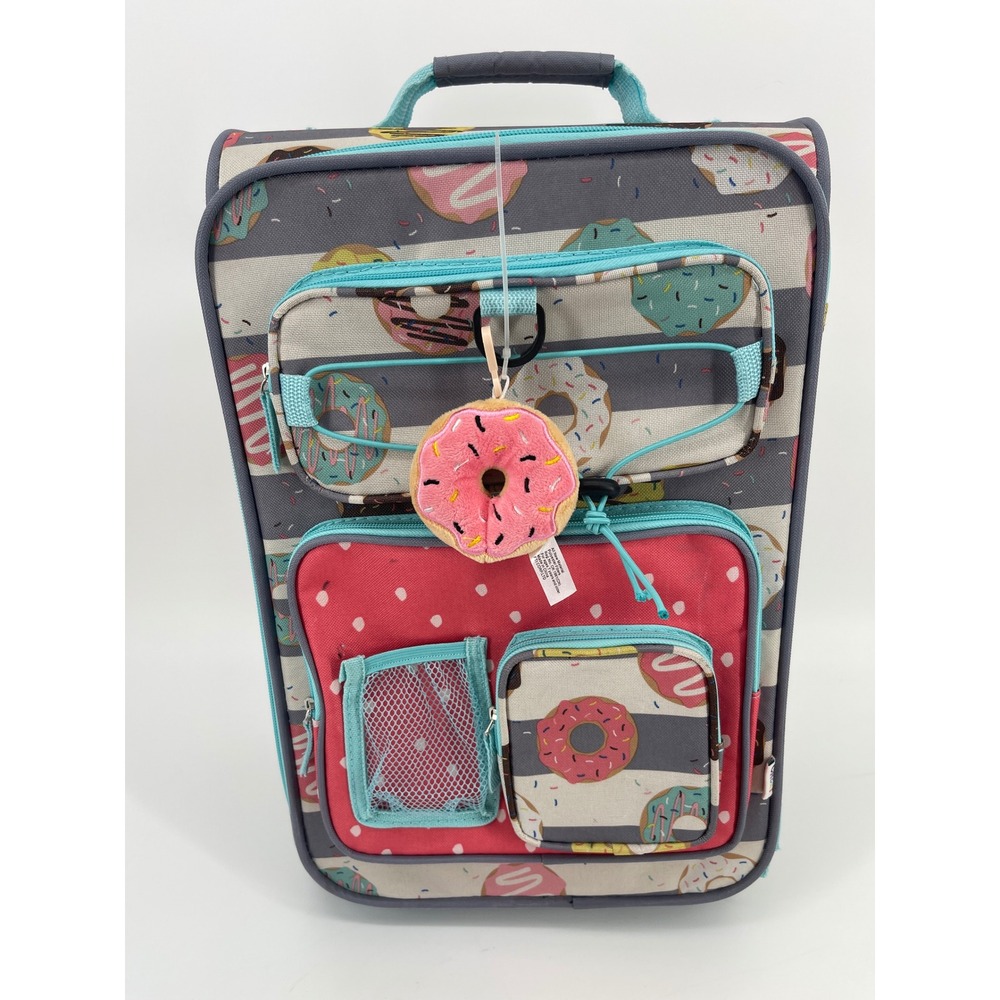 Crckt Kids Rolling Suitcase One Size Gray Donut Print Travel Luggage